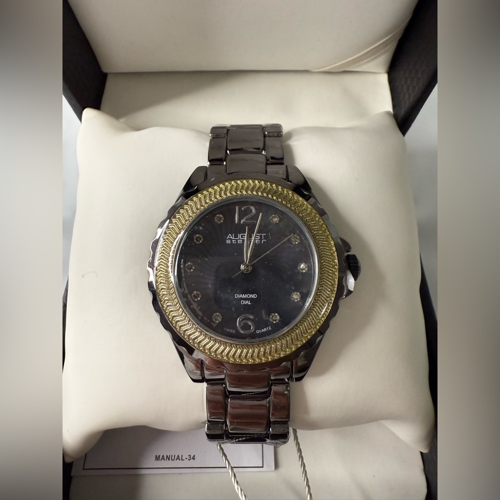 NWT August Steiner Men's Silver and Gold Watch